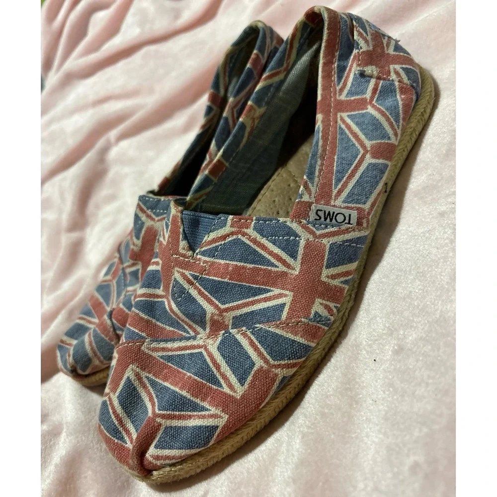 Toms‎ Rare & HTF Women's Union Jack British Flag Espadrille Flats, Size 7